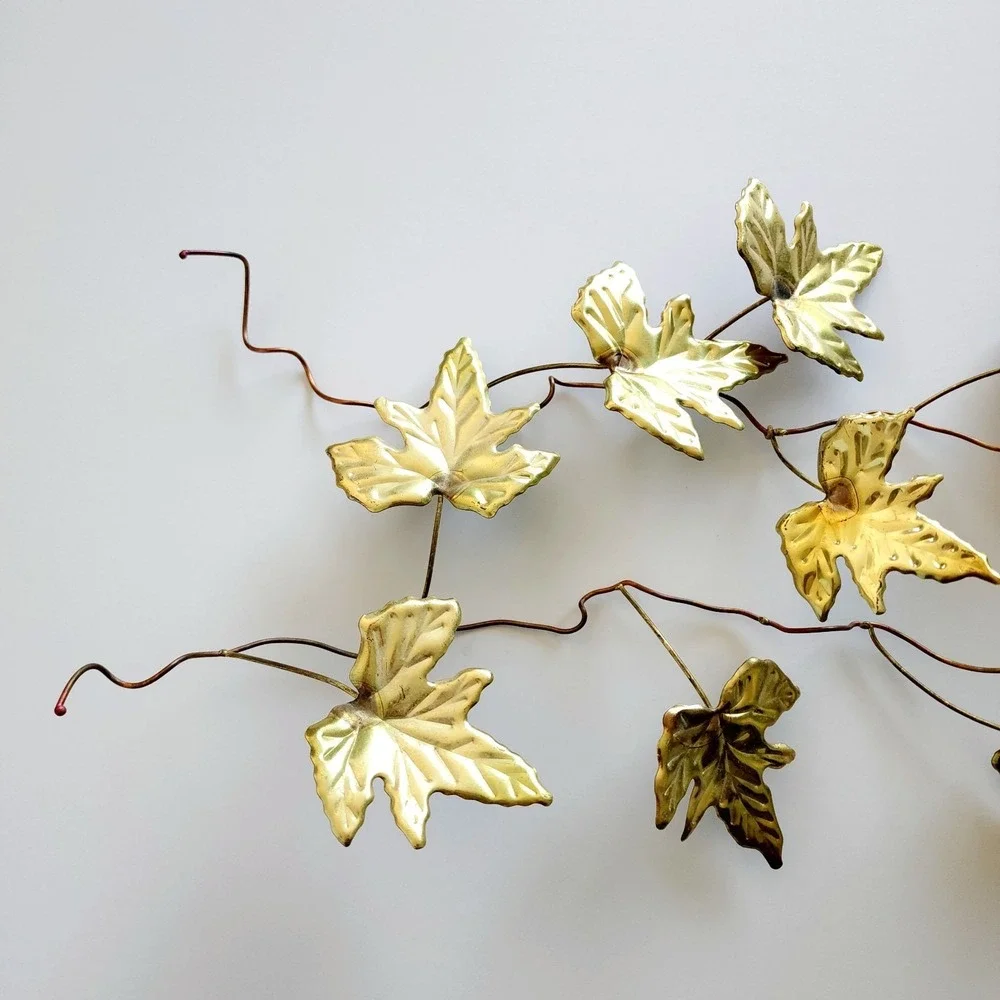 Vintage‎ Brass Gold Tone Metal Ivy Wall Decor